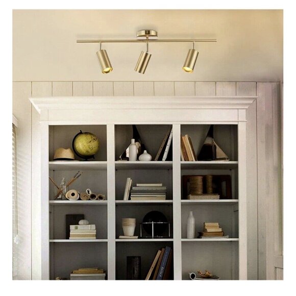 KCO Lighting Adjustable Track Lighting Fixture Brushed Brass 3-Light Gold - Picture 9 of 10